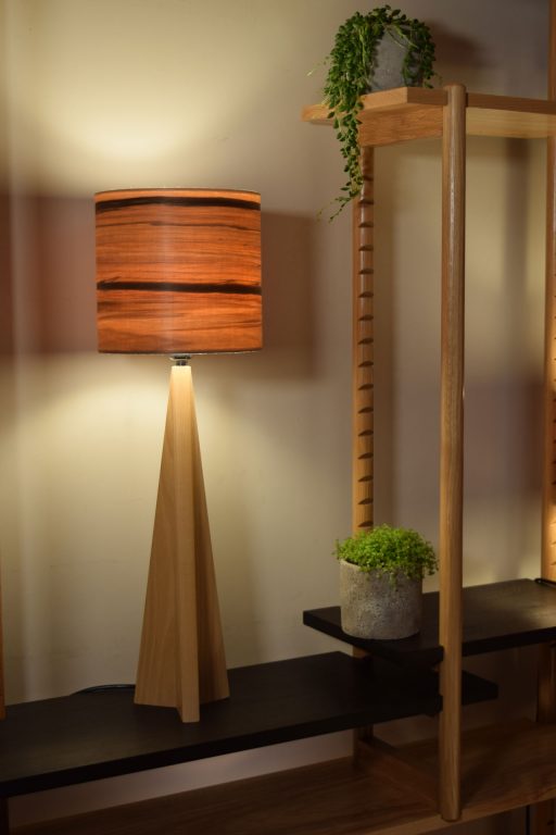 Pinnacle Table Lamp in Ash with Sunset Shade