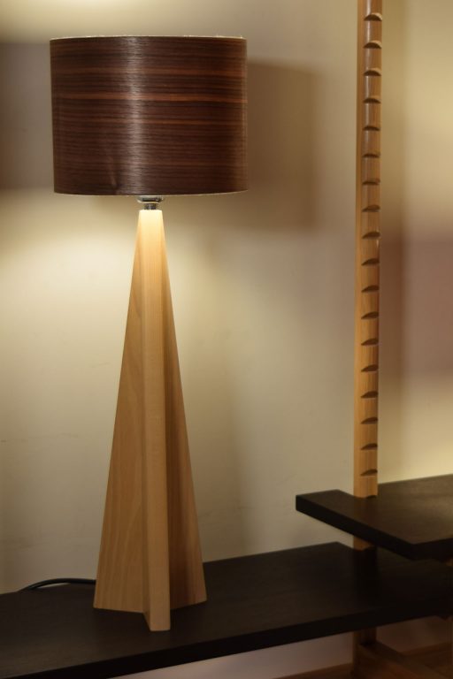 Pinnacle Table Lamp in Ash with Walnut Shade